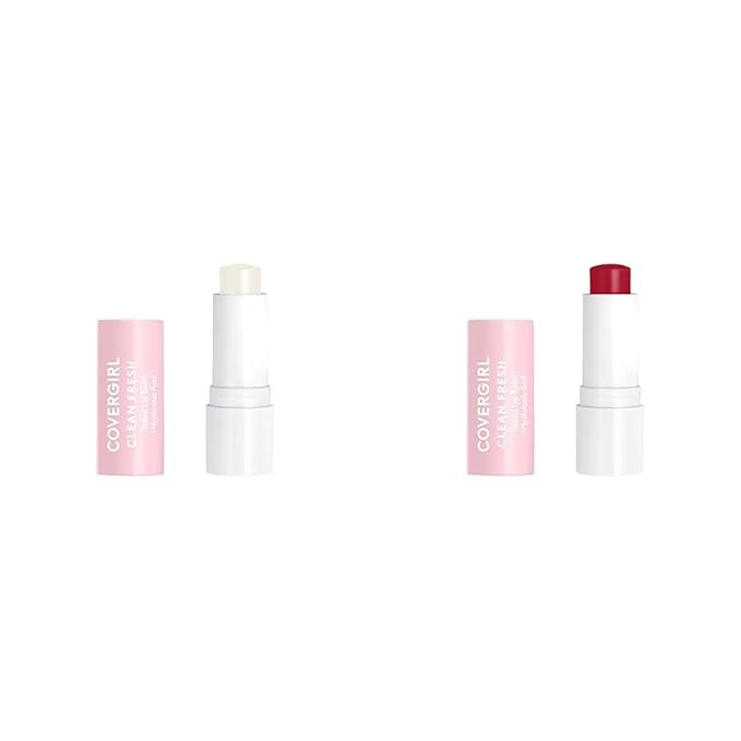 COVERGIRL Clean Fresh Tinted Lip Balm Bundle with Clear as Crystal 0.14 Oz and I Cherry-Ish You