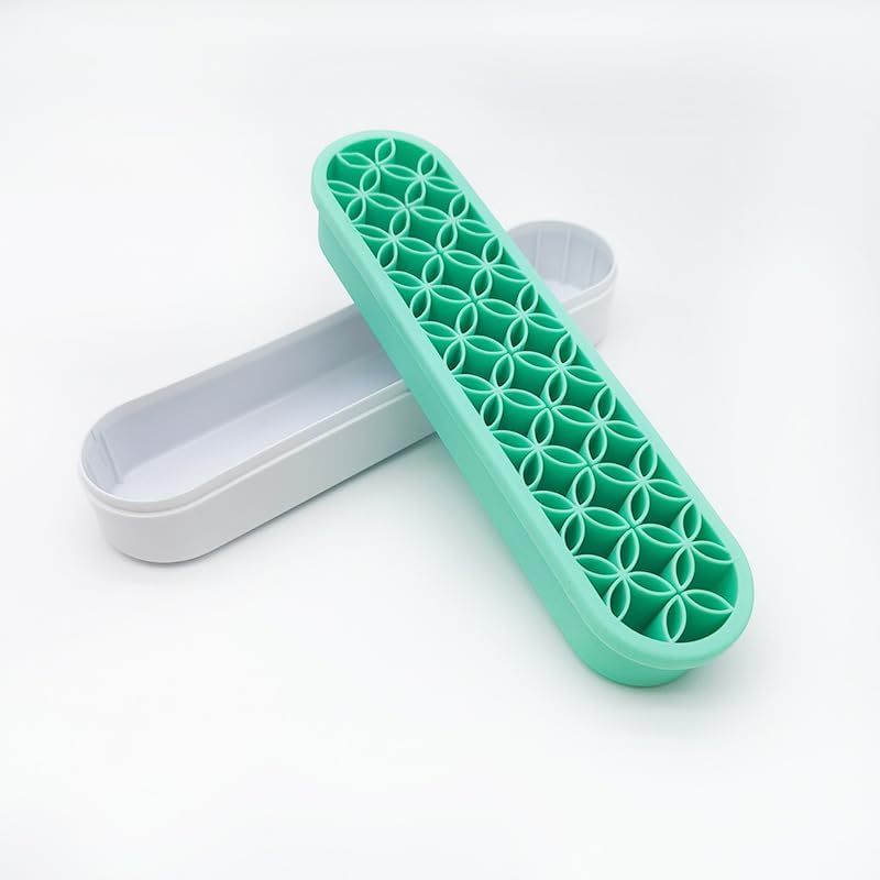 2 PCS Multi-Purpose Cosmetic Storage Box, Desktop Organizers Silicone Make Up Brush Storage Stand Desktop Storage Box for Brush,Eyeliner Pencil,Art Supplies, Painting Brush(Green)