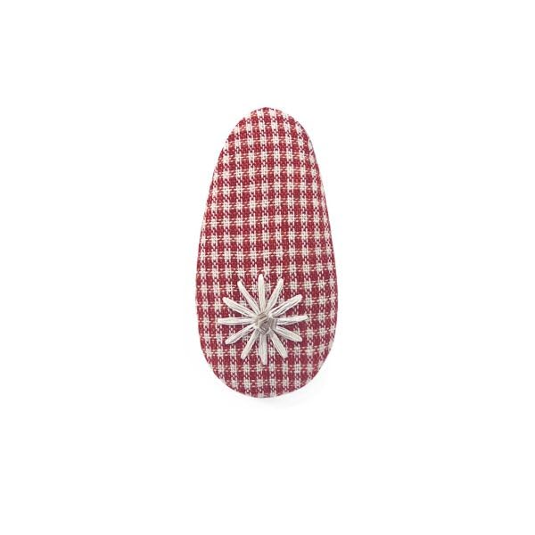 Embroidered Hair Clips (Red Star Checkers)