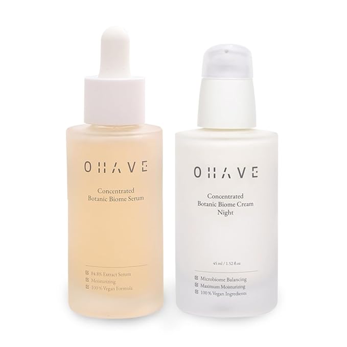 OHAVE Daily Night Skin Care Set- Serum and Night Cream - Vegan Formula Natural Ingredients For Firmness Skin