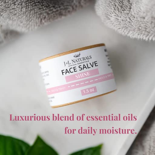 J&L Naturals Sustainable Face Salve Moisturizer for Combination Skin & Oily Skin | Organic Ingredients, 100% Natural | Cruelty Free, Vegan, Paraben Free (1-Pack) (Shine, 1.5 Oz (Pack of 2))
