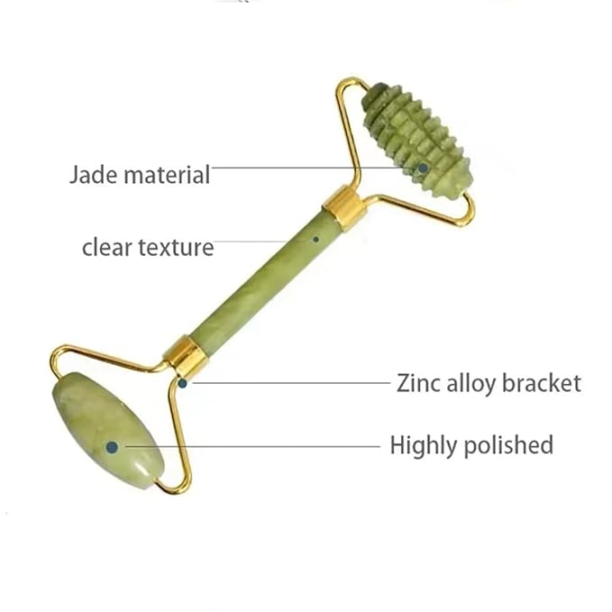 Jade Facial Massage Set,3 Piece Skin Care Tools With Roller and Massager