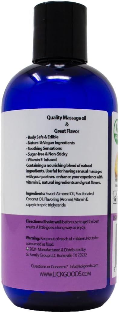 Lick Coconut Escape Massage Oil – Nourishing, Non-Sticky, Vegan, Perfect for Relaxation, 8 oz