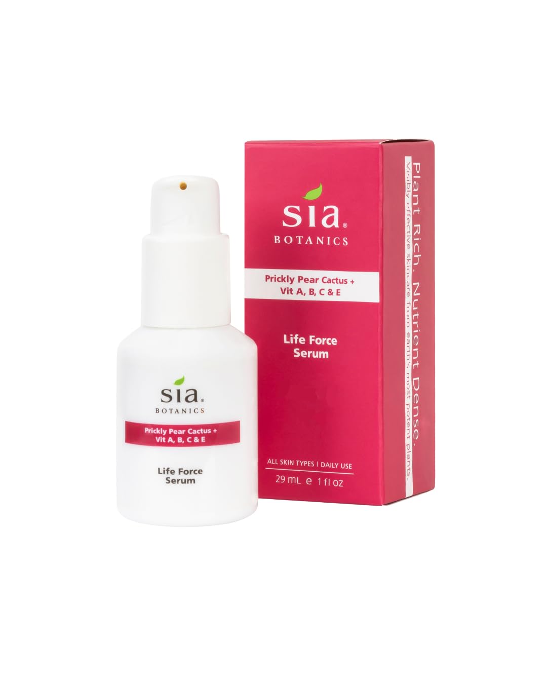 Sia Botanics Life Force Face Serum (30ml/1oz Porcelain Bottle) | Prickly Pear, Aloe Vera, Orange Blossom | Natural Botanical Skincare