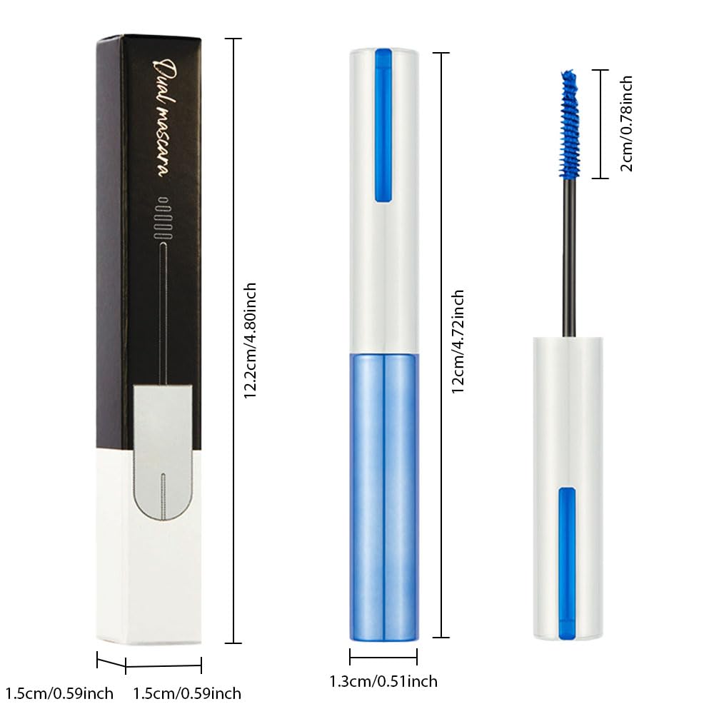 Colored Bright Blue Mascara for Eyelashes with Comb Set,Colorful Waterproof Long lasting Charming Voluminous for Women Cruelty Free Vegan Eye Makeup (C-1Pc 02#blue, C)