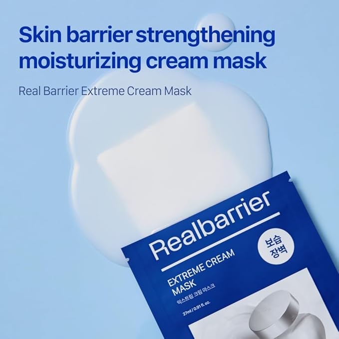 Real Barrier | Extreme Cream Face Sheet Mask | Skin Barrier Repair | Face Masks Skincare | Moisturizing & Hydrating for Dry and Sensitive Facial Types | Facial Moisturizer | Korean Mask | 10 Sheets