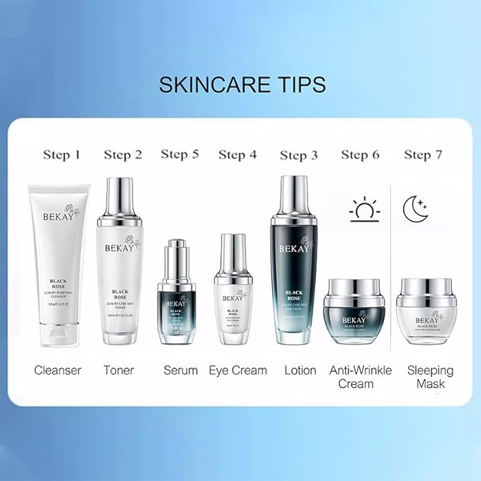Anti-Wrinkle Skin Care Set Black Rose Moisturizing Hydrating Skin Care Kit For All Types Of Skin Valentine's Day Gift