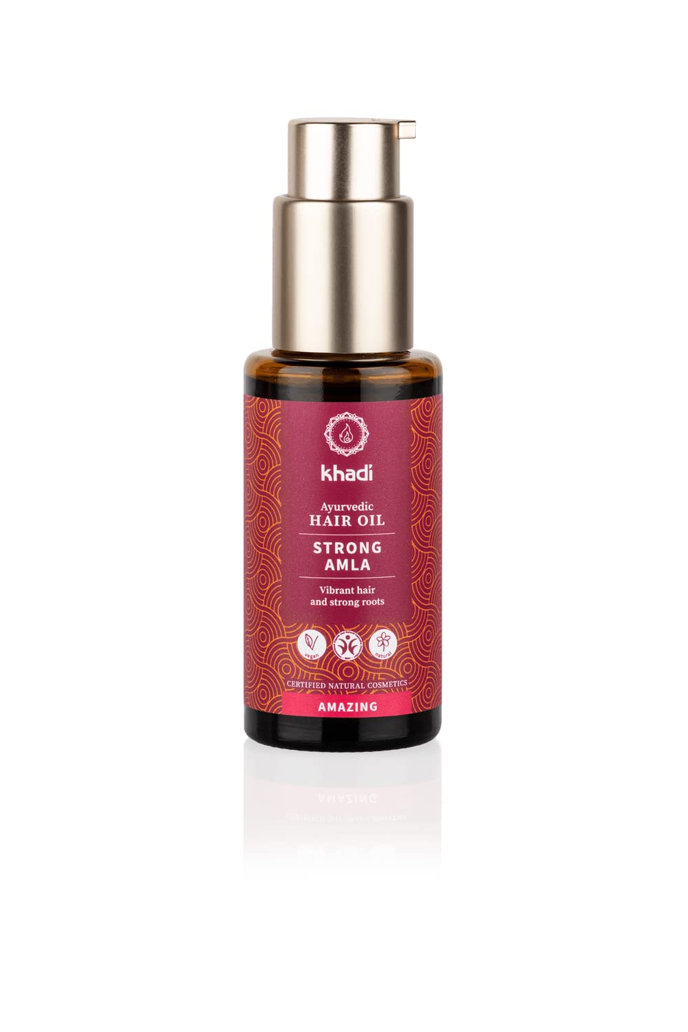 khadi STRONG AMLA hair oil, 100% natural, herbal, vegan, promotes growth, prevents hair loss & gray hair, strengthens roots, silicone-free, Ayurvedic hair care, organic beauty 1.69oz