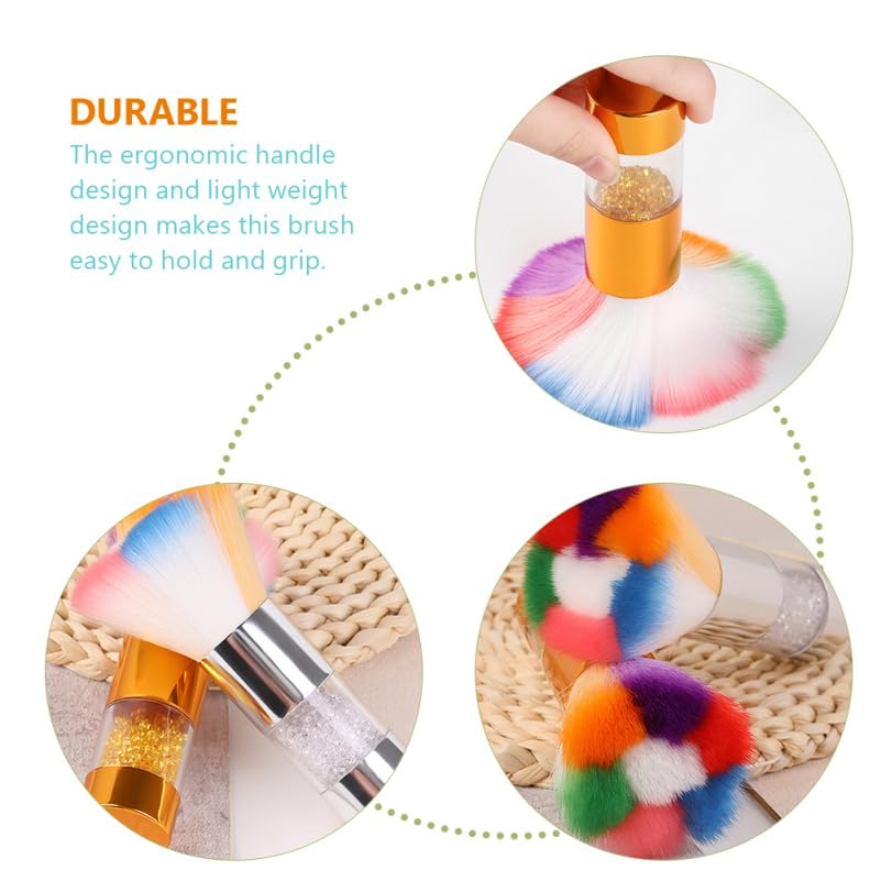 FRCOLOR 2 Pcs Nail Dust Cleaning Brush Ergonomic Handle Soft Bristles for Makeup Blush Nail Care Dual Color Design Versatile Beauty Tool for Manicure Makeup Applications