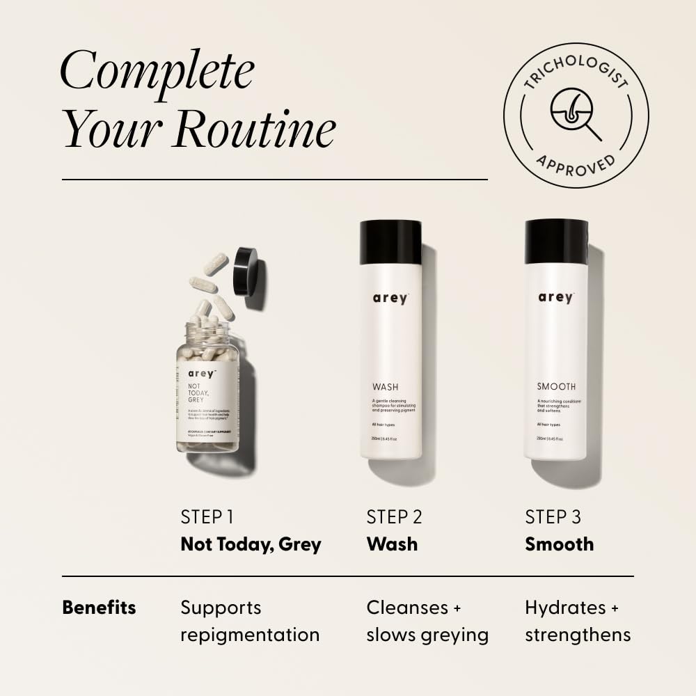 Arey Smooth Conditioner | Reduce the Signs of Aging Hair | Retains Moisture, Promotes Smoothness | For Use with Wash Shampoo | Vegan, Gluten-Free, Residue-Free & Cruelty-Free (8.45 Fl Oz, 30 Uses)