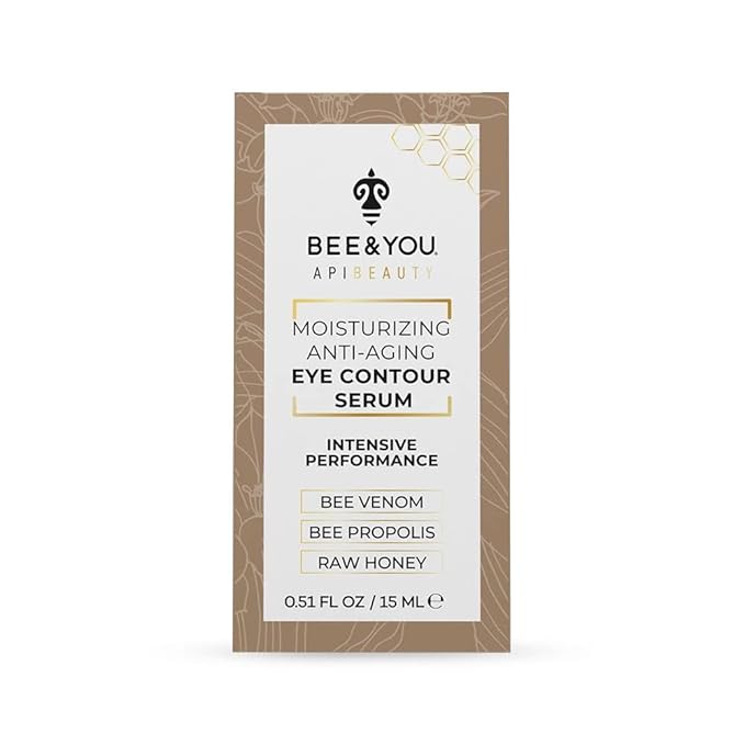 BEE and YOU Eye Serum, Anti Aging, Anti Wrinkle Serum 100% Natural with Bee Venom, Propolis Extract, Raw Honey, Hyaluronic Acid, For Dark Circles Under Eye Treatment and Puffiness, Skin Care, 15ml