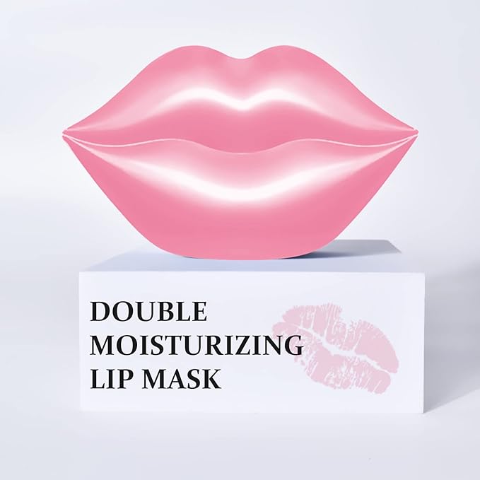 20Pcs Lip Mask Sheet,Pink Moisturizing Plumping Patches, Gel Treatment Masks for Dry Lips Plump Collagen Overnight Sleeping Lip Pads(Pink)