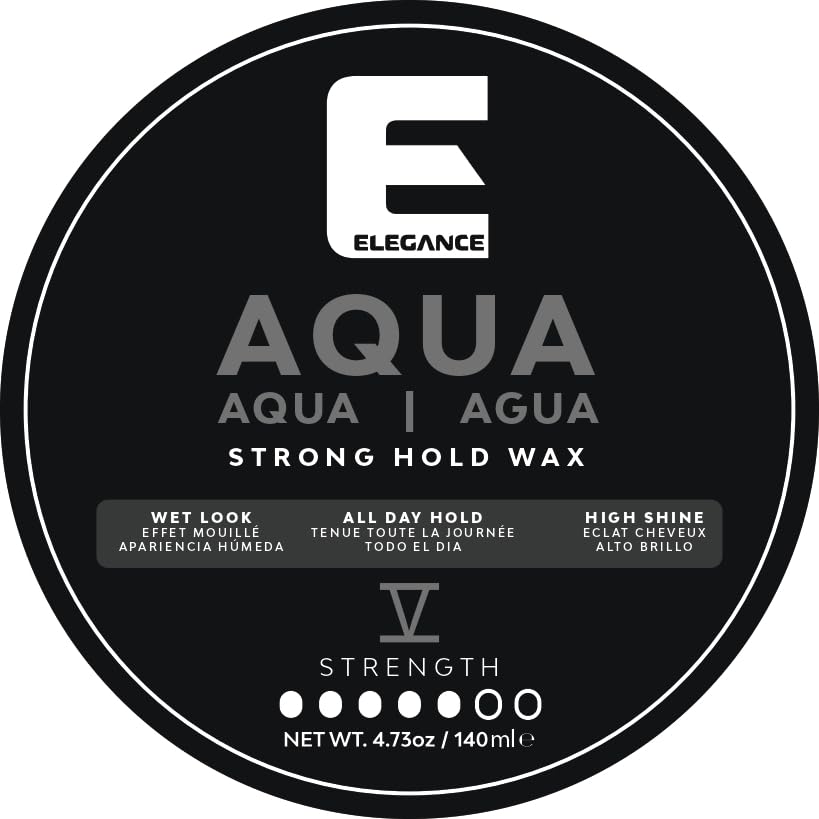 E Elegance Hair Products - Aqua Hair Styling Wax - V Strength – Strong Hold, High Shine, Wet Look, Grey/4.73 oz