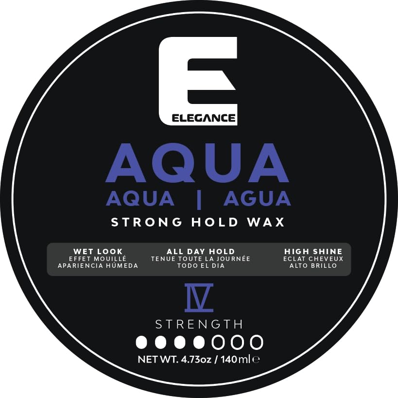 E Elegance Hair Products - Aqua Hair Styling Wax - IV Strength – Strong Hold, High Shine, Wet Look, Navy Blue/4.73 oz