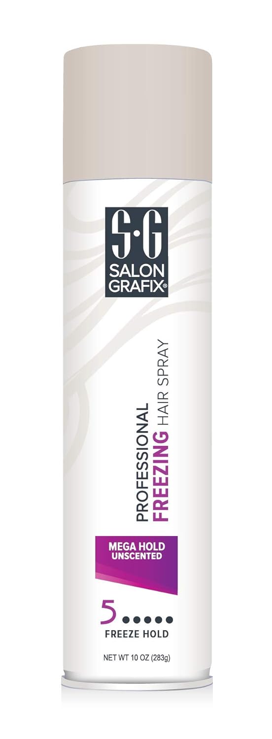 Salon Grafix Freezing Hairspray – Unscented Mega Hold, Control and Fast Drying Formula for the Ultimate in Hold and Shine - Salon-Quality Hair Spray for Dramatic Styles and Adding Volume to Your Hair