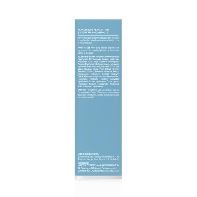 BLUE PEARLSATION 8 Hydra Marine Ampoule - Enriched with Hyaluronic Acid for Dual-Layered Skin Hydration & Panthenol Nourishment - Ideal for Sensitive Skin Types – 1.69 floz