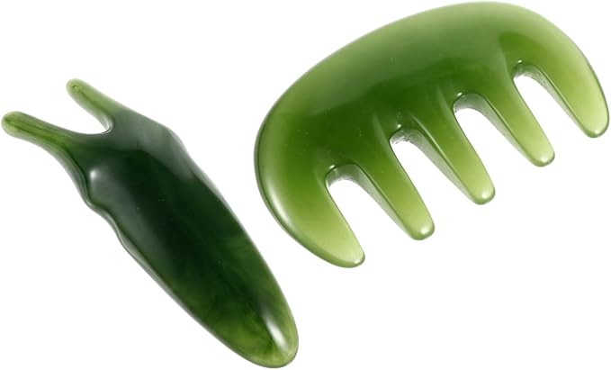 Healifty 2 Pcs Resin Massage Comb Guasha Scalp Comb Handheld Gua Sha Scraping Massage Tool for Head Caring, Relax (Green)