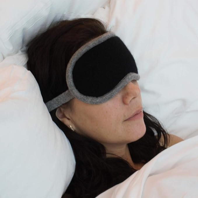 Jet&Bo 100% Pure Cashmere Eye Mask Black & Gray in Gift Box