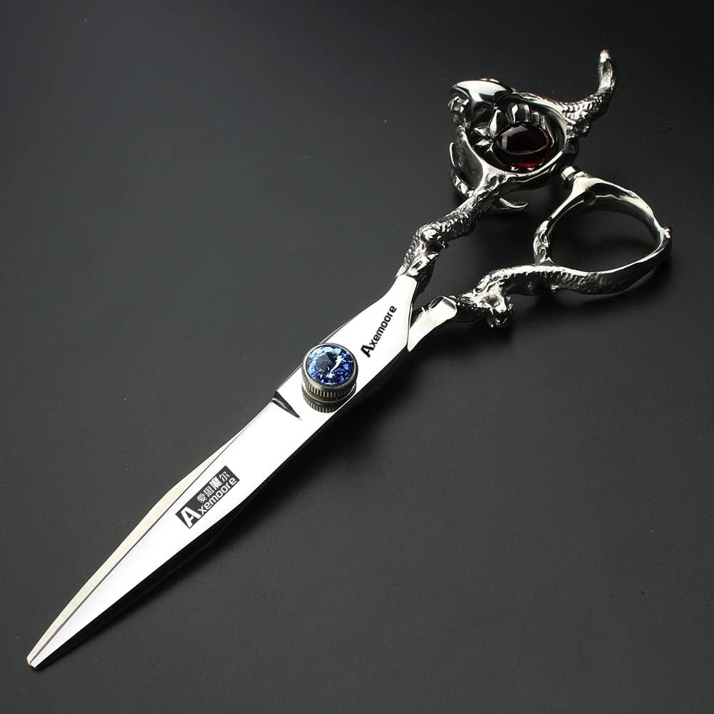 6/7/7.5/8/9 inch scissors silver professional hairdresser hair cut and trim diluted sharp 440C steel (6-inch flat shear)