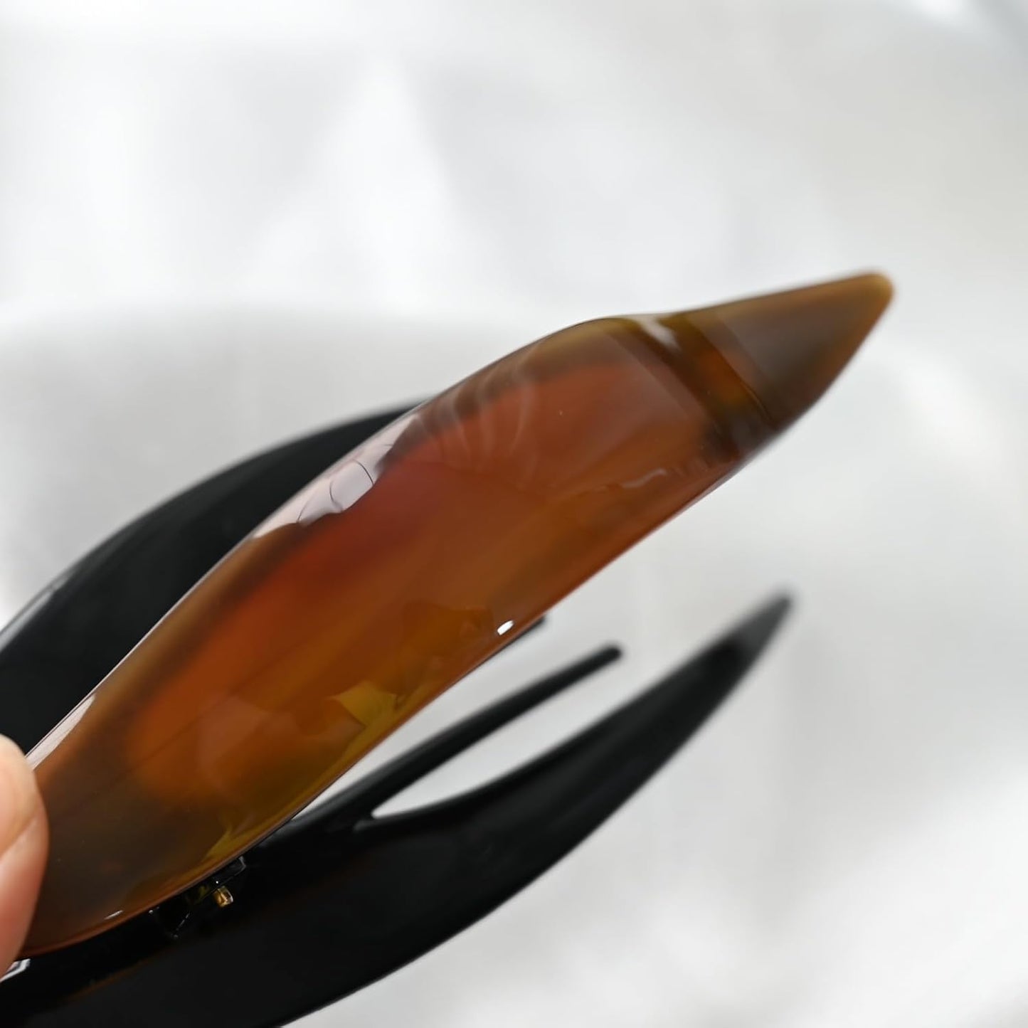 Handmade Celluloid French Design Tortoise Shell Barrettes Side-slide Opening Duck Luxury Fashion Accessories Hair Clip Claw for Women (caramel)