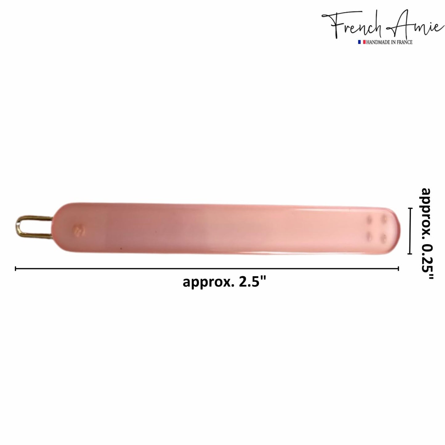 French Amie Rounded Oblong 2.5" Cellulose Side Hair Clips (Set of 2) – Handmade French Tige Boule Slide in Pink Barrettes for Girls & Women – Blush Pink