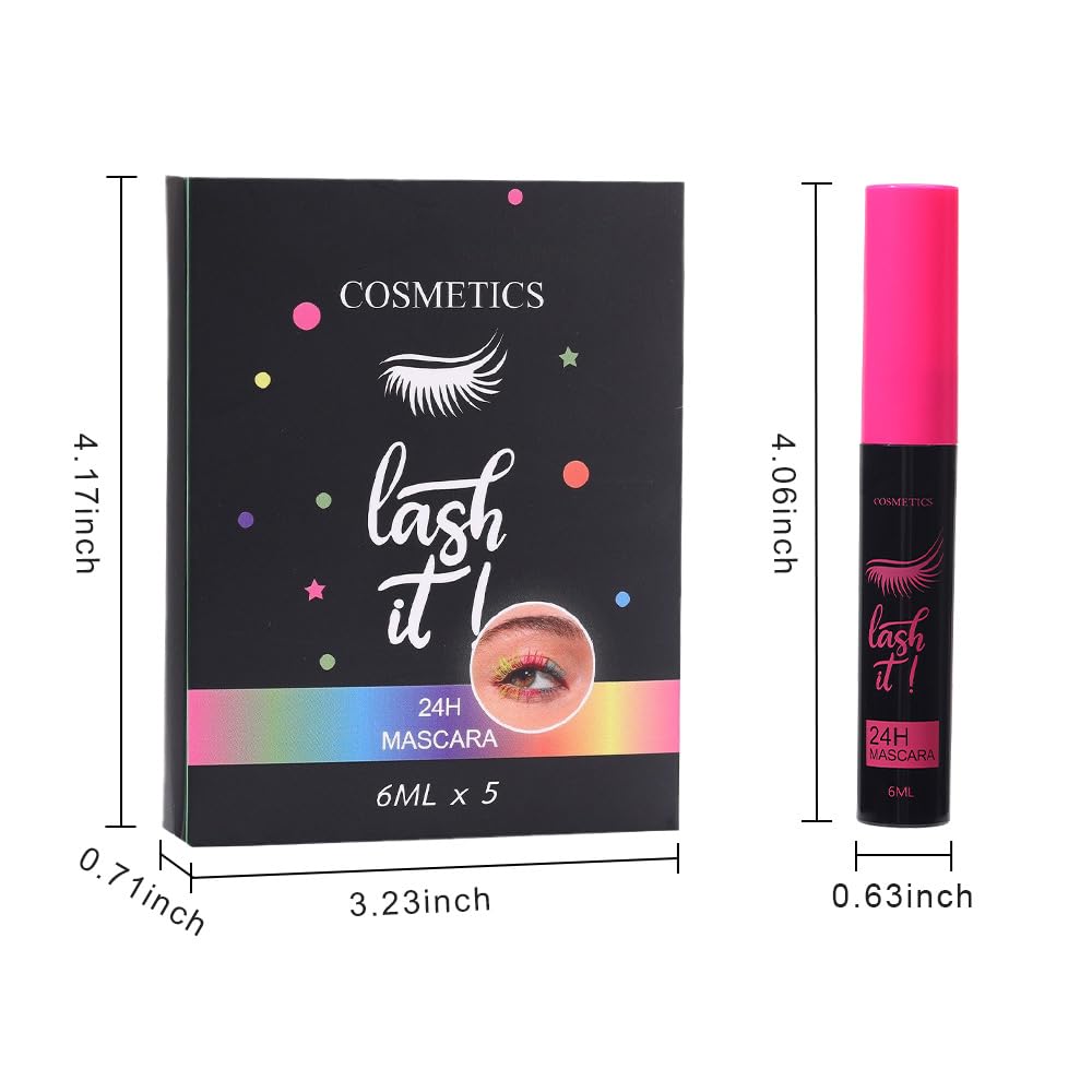 5PCS Waterproof & Sweat-Proof Voluminous Colored Mascara Set - Smudge-Proof, Lengthening, Curling, Multiplying, Defining Formula, Long-Lasting Colorful Cruelty-Free Kit for women,Daily Makeup