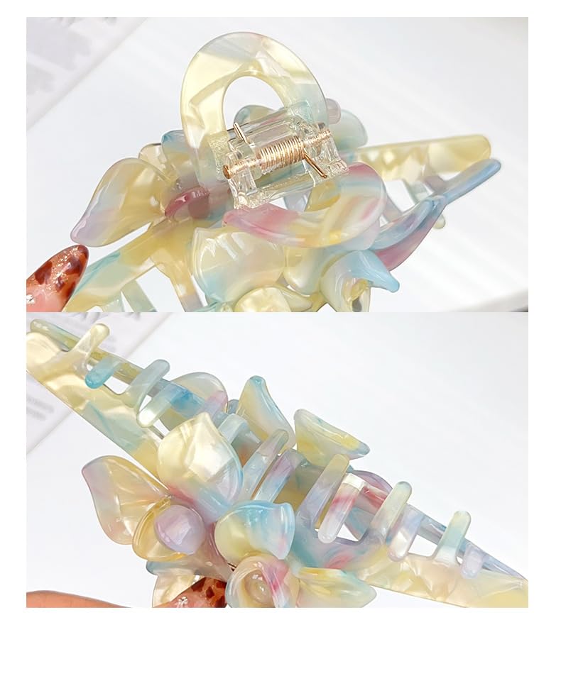 Premium Acetate Hair Clip for Women - Elegant Plant-Based Hair Claw with Secure Hold, Gentle on Hair (B-Iridescent Purple, 5.1 * 2.3 * 2.1inch)