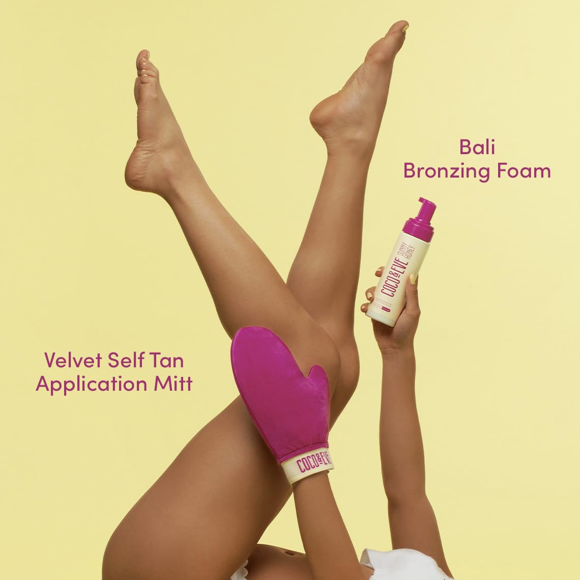 Coco & Eve Self Tanner Mousse Kit - All Natural Sunless Tanning (Dark) | Instant Lotion with Bronzer Mitt Applicator Sunny Honey Bali Bronzing