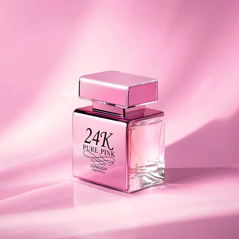 Lonkoom 24K Pure Pink Perfume for Women, Sweet Floral Fruity Perfumes Eau de Parfum Spray Long-Lasting Fragrance, 3.4 Fl Oz/100ml