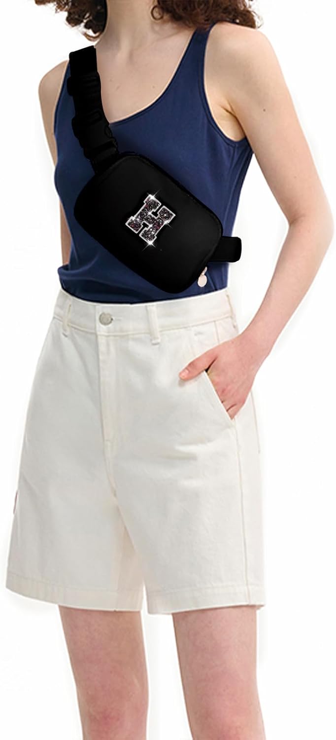 Monogrammed Gifts for Girls Women - Fanny Pack for Kids Teens,Crossbody Bag for Women Trendy Everywhere Belt Bag Monogrammed Crossbody Bag Waist Pack | Black,Initial H