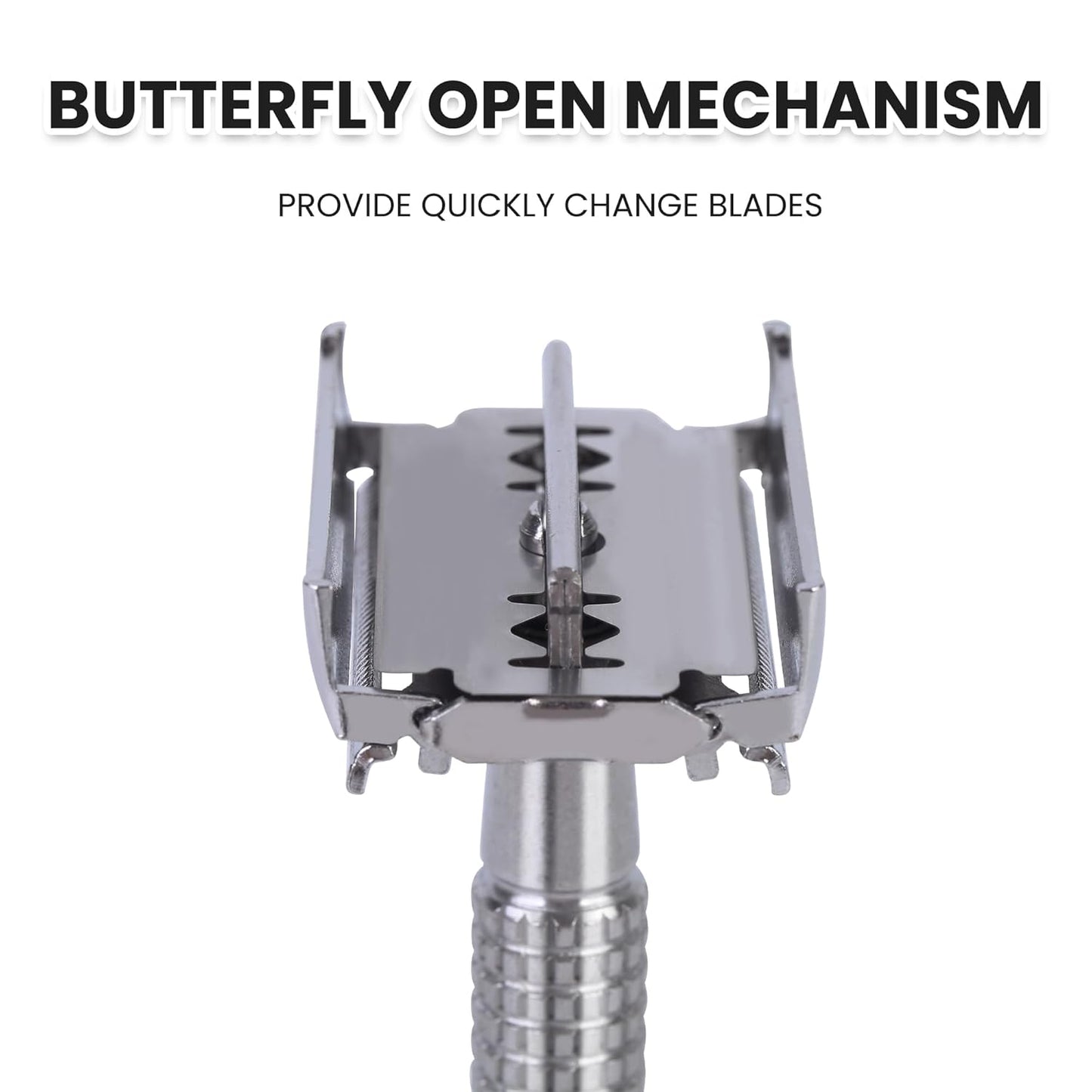 Double Edge Single Blade Safety Razor For Men and Women With 10 Premium Stainless Steel Refill Butterfly Metal Safety Razor, Reusable, Smooth Wet Shaving Experience, Eco-Friendly