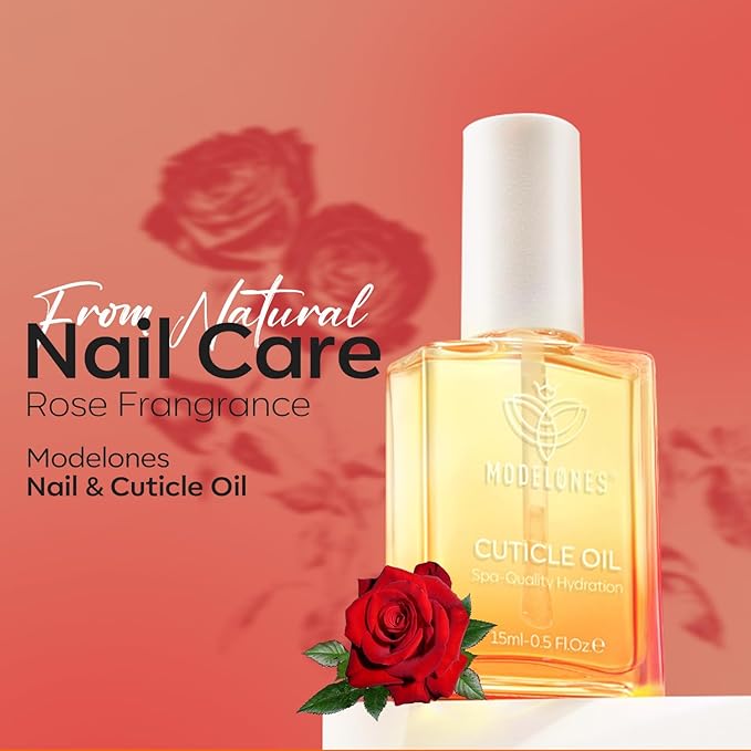 modelones Cuticle Oil for Nails Rose Nail Oil for Growth and Strength Nail Growth Oil Cuticle Care Quick Dry Nail Care Moisturize and Strengthen Damaged Nails 15ml 0.5Fl Oz