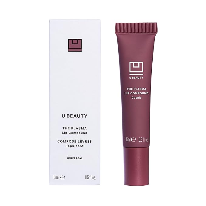 U Beauty The PLASMA Tinted Lip Compound Anti-Wrinkle & Anti-Aging Treatment - Shimmery Plumping Lip Gloss with Hyaluronic Acid, Shea Butter, Salicylic Acid & Peptides to Deeply Hydrate,Cassis - 15 mL