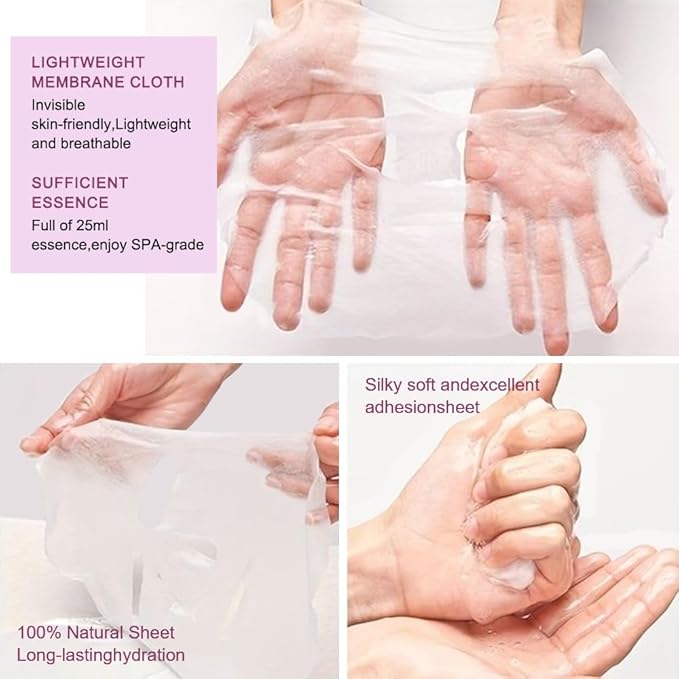 8 Pack Rose Face Sheet Mask Skincare,Hydrating Face Mask For Sensitive Skin,Moisturize,Soothing,Nourish for All Skin Types,Natural Spa Party Facial Mask Skincare Set for Women Men Girls