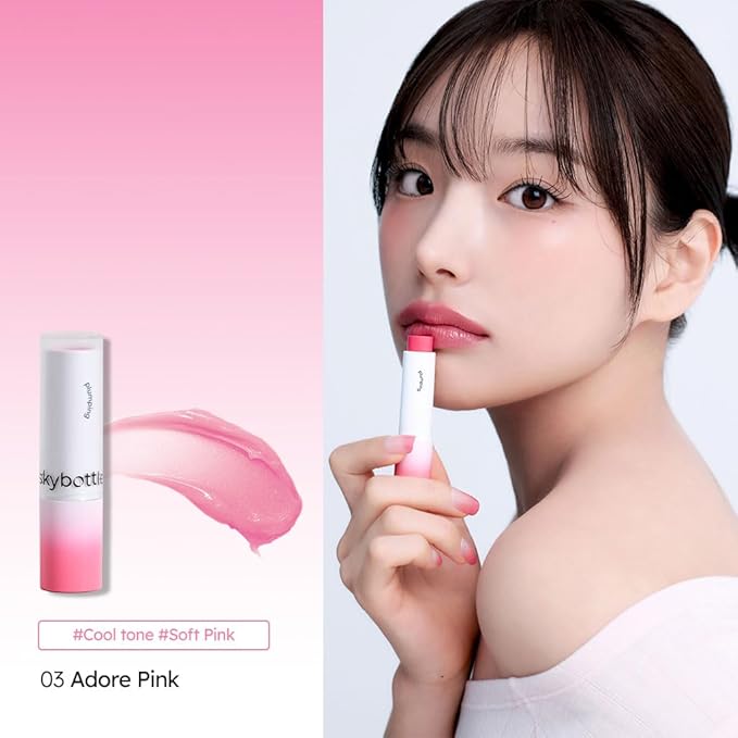 skybottle Volumizing Color Lip Balm #03 Adore Pink, Lip Plumper, Tinted Chapstick, Clean Lip Gloss, Natural Makeup, Korean Lip Balm, Girls Valentine Gift, 0.12oz