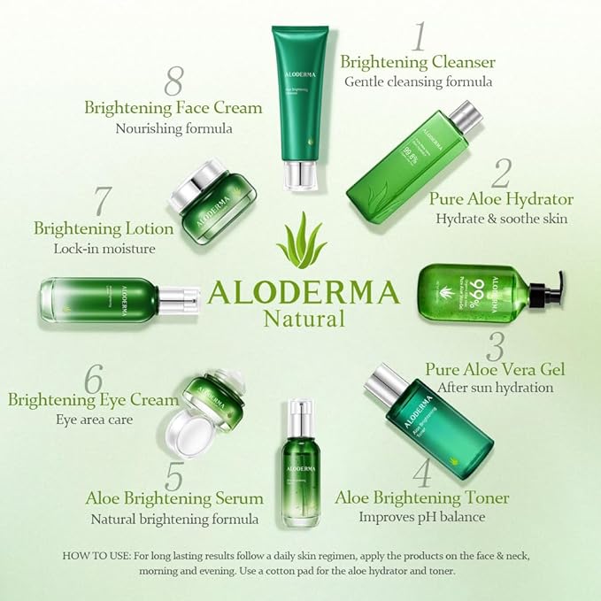 Aloderma Aloe Brightening Serum for Face Made with 65% Organic Aloe Vera + Niacinamide & Vitamin C for Bright, Luminous Skin - Natural Serum to Hydrate & Revitalize Dull, Tired Skin, 1.7oz