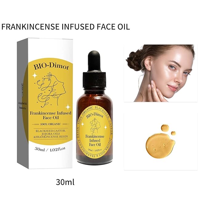 Frankincense Resin Oil, Natural Castor and Jojoba Oils Cold Pressed Serum Face Hydrates Anti-Aging Organic Frankincense Oil. -1Pcs