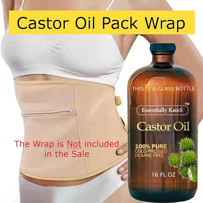 Castor Oil 16 Fl Oz (Glass Bottle) - Original Unrefined - A Huge Glass Bottle with a Pump - 100% Pure and Natural, Cold Pressed, and Hexane-Free - Hair and Body