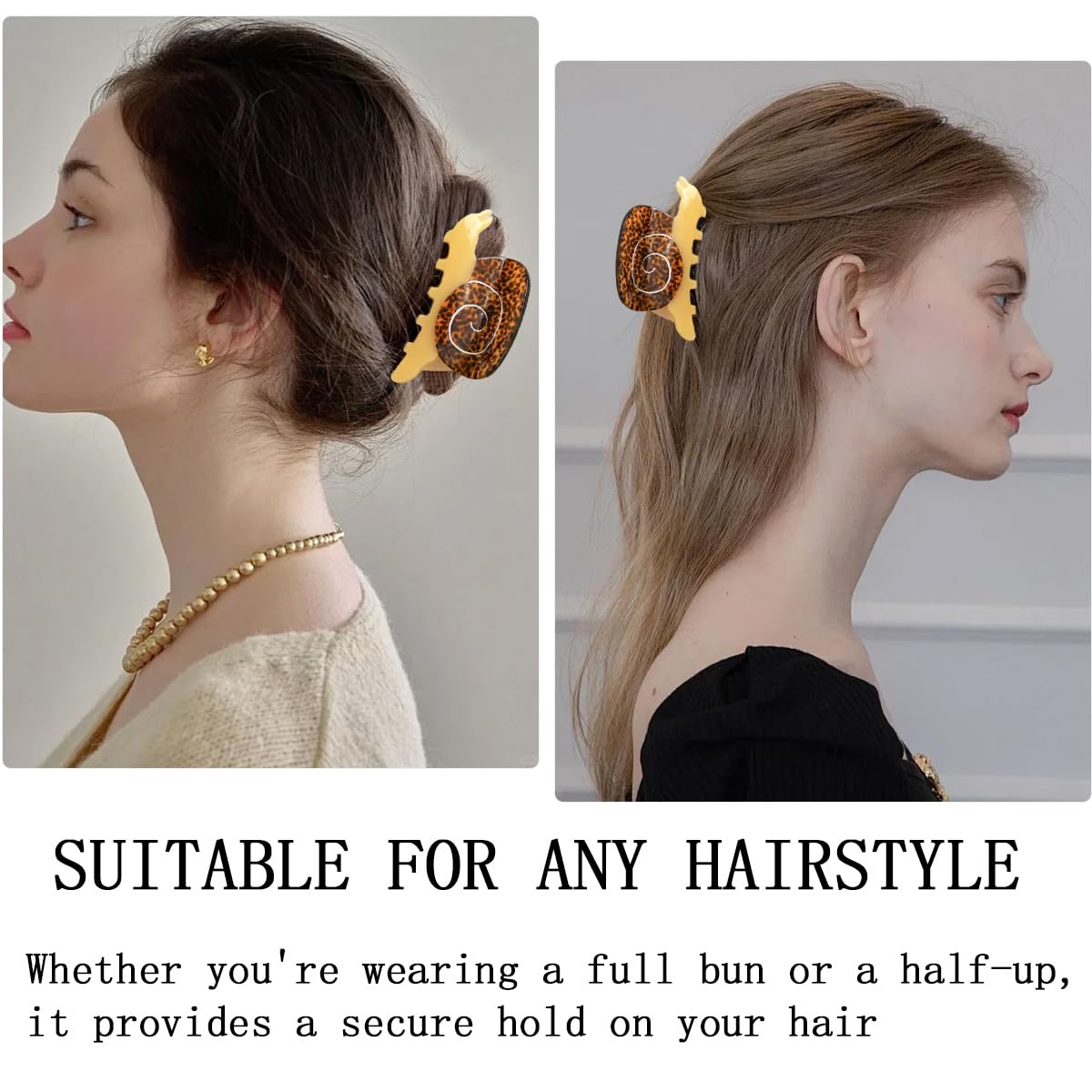 2 PCS Snails Hair Claw Clip Snail Hair Clip Cute Acetate Animal Headdress Fashion Anti-slip Barrettes Strong Hold Hairpin Funny Hair Accessories for Women Girls Styling Thick Hair Hairstyle Decoration
