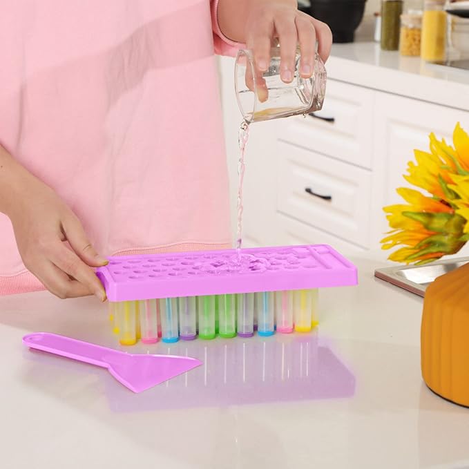 2 Sets Lip Balm Filling Tray and Spatula Set Portable Lipstick Holder Containers Lip Gloss Making Kit Capsule Lipstick Filler (Purple)