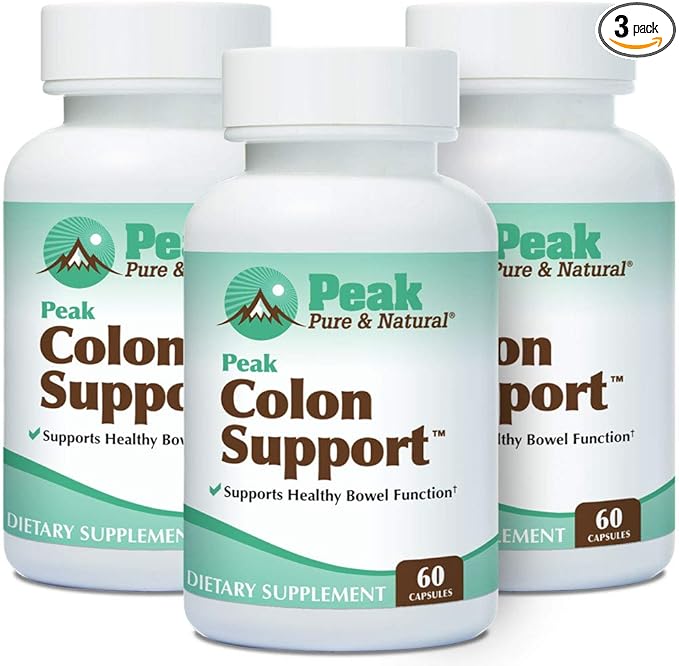 Peak Pure & Natural Colon Support - Colon Cleanse and Detox Supplement for Digestive Health - Gut Health Support with Inulin and Senna Leaf Extracts - with Fiber, Prebiotics, and Probiotics - 3 Pack