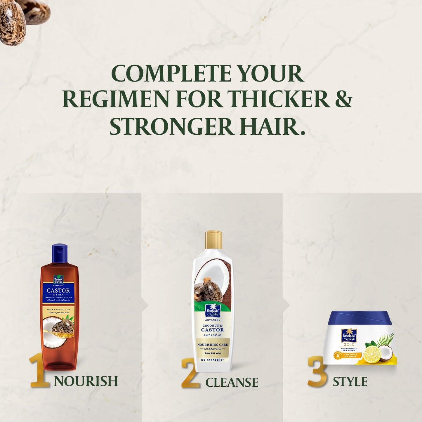 Parachute Advansed Nourishing Care Shampoo with Castor & Coconut | Tames & Nourishes Frizzy Hair| Makes Hair Thicker & Longer | 0% Harmful Chemicals | 11.4 Fl oz