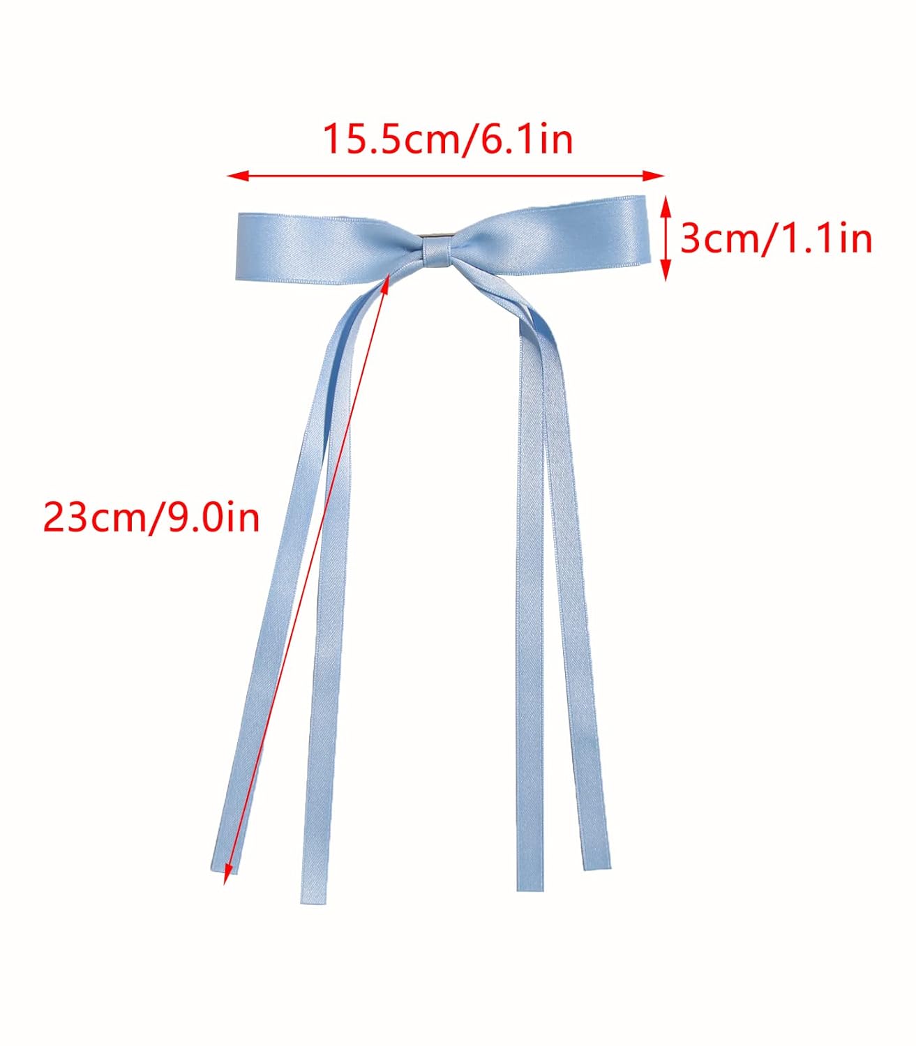Hair Clips with Tassels and Bowknots - 4pcs Long Barrettes with Ribbon Bows for Women and Girls (Pink, Light Blue)