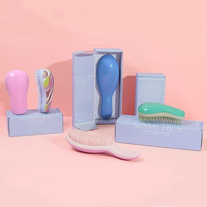 Hand Grip Brush, Gentle Detangling, Detangler Hair Brush for All Hair Types. For use on Wet or Dry Hair (Aqua)