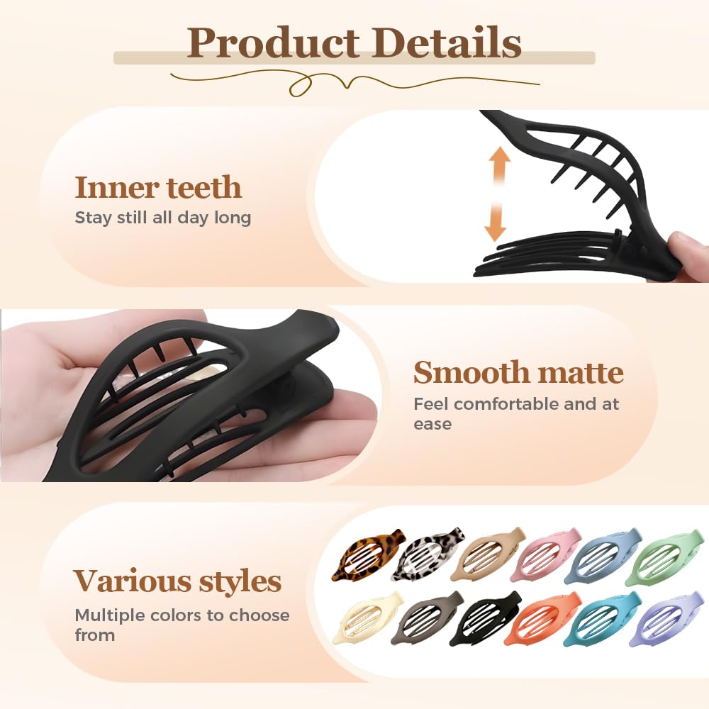 Flat Hair Clips for Women, 2025 New French Hair Clip Flat Claw Clips and Duckbill Hair Clips for Thick or Thin Hair, No-Slip Grip Hairs Styling Accessorie for Hairs Styling Decorative (3Pcs-C)