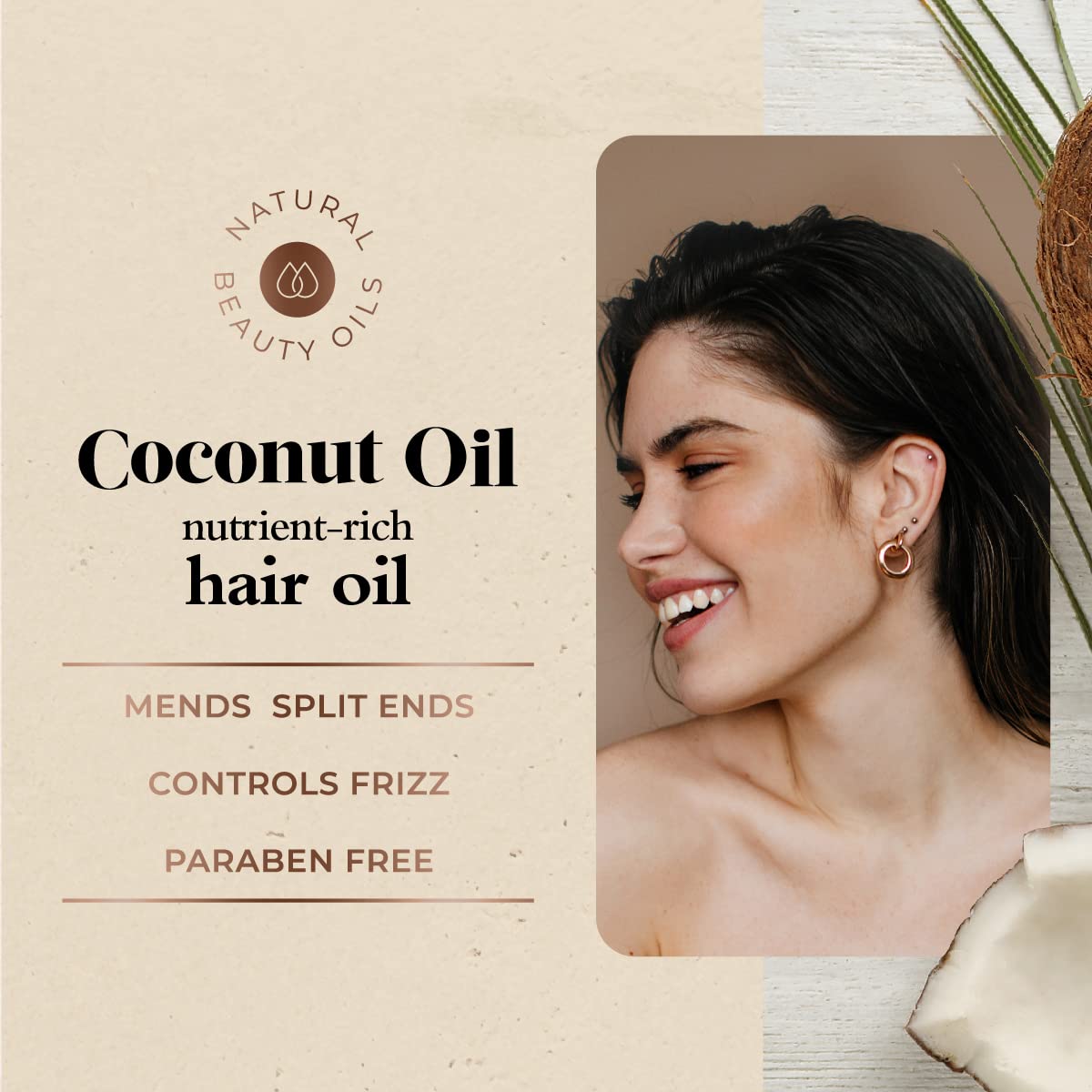 Oliology Coconut Hair Oil - Lightweight Formula Helps Repair Distressed Hair Caused by Heat Styling & Chemical Treatments | Mends Split Ends | Controls Frizz | Made in USA & Paraben Free (4oz/2 Pack)