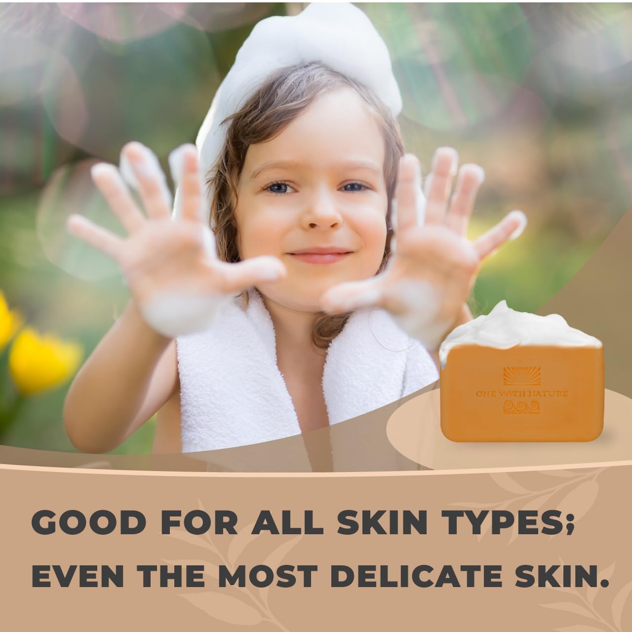 One With Nature Dead Sea Salt Turmeric Soap 4oz 3-Pack – Purifying and Exfoliating Soap Bar with Dead Sea Minerals and Turmeric for Face & Body, for Men & Women