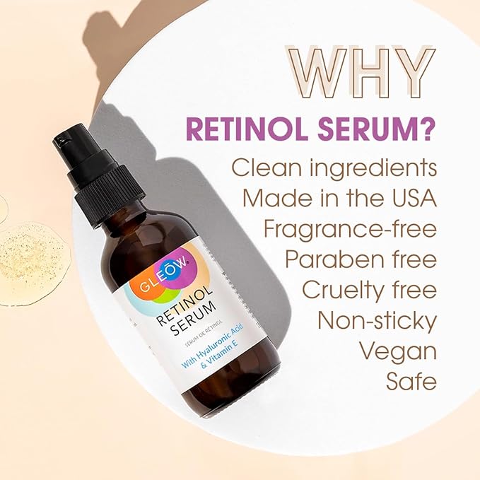 Retinol Serum for Face with Hyaluronic Acid, Retinol for Face Is Suitable for All Skin Types, Hydrating Serum Women and Men Plumps Youthful Appearance 2oz