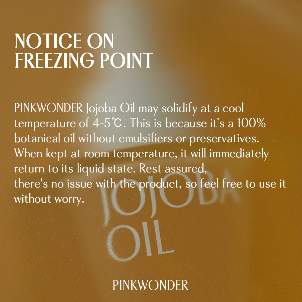 PINKWONDER USDA Organic Jojoba Oil | 100% Pure, Cold-Pressed Oil for Face & Facial Care, Gua Sha | Non-Greasy Korean Skin Care for Women 0.33oz (10ml)
