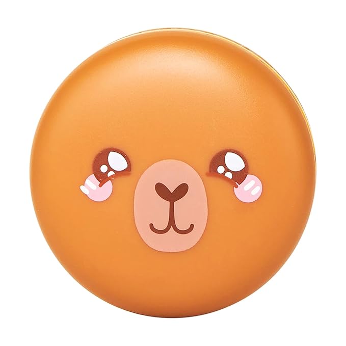 The Crème Shop Capybara Macaron Lip Balm, Korean Lip Balm with Shea Butter and Vitamin E (Tangerine)